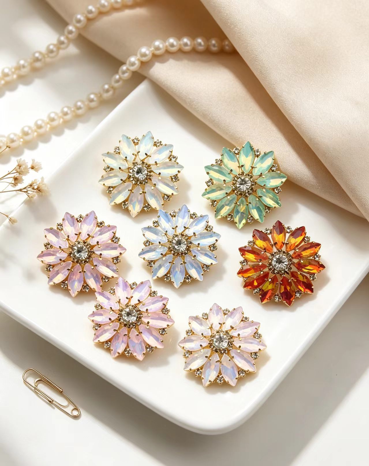 Sew On Rhinestone - Mieszane Kolory Kwiatowe Markizy z Żywicy