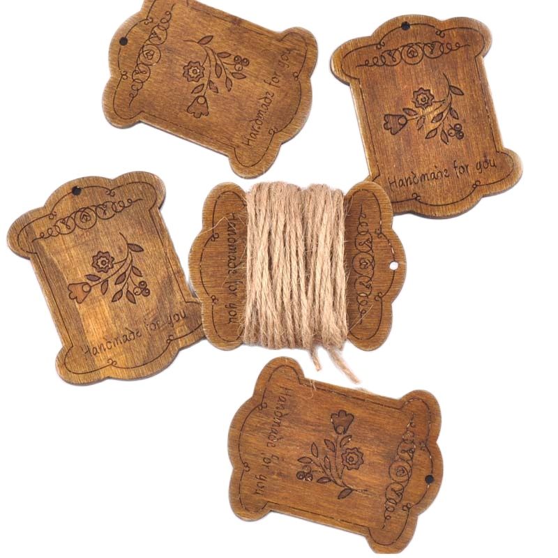 Organza Ribbon Spool - 5Pcs/lot Kwiatowy wzór Brązowe drewniane szpulki
