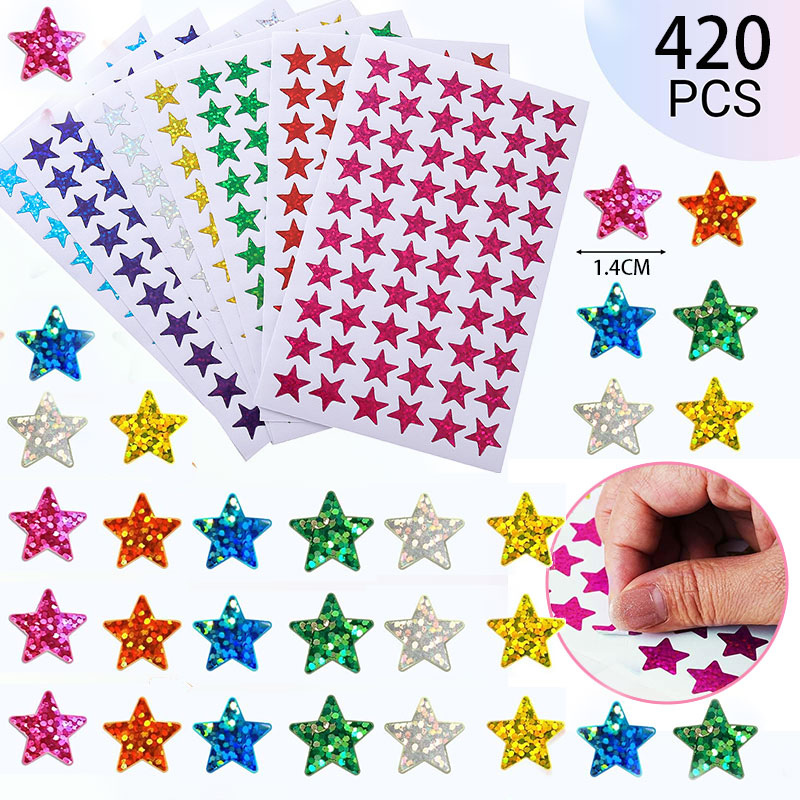 Glitter Vinyl Roll - 420 szt. Naklejek w kształcie gwiazdek,