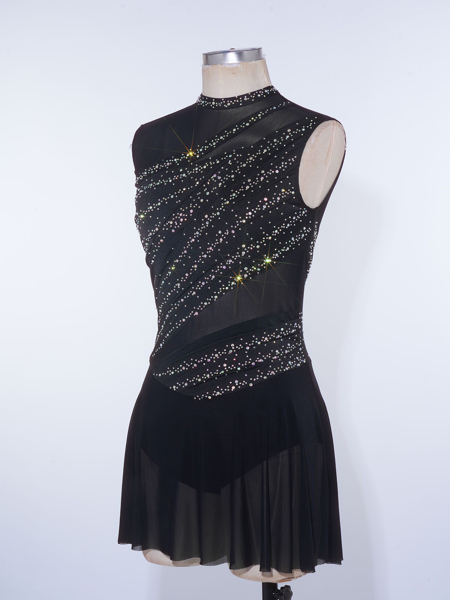 Rhinestone Banding Trim - Kombinezon z dżetami, odkryte plecy, nieregularny