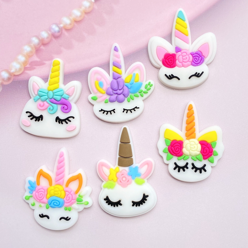 Embellishment Glue Craft - 12 sztuk śliczne Mini głowa jednorożca