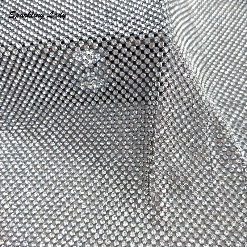 Crystal Mesh Fabric - Tkaniny siatkowe z kryształkami srebrnymi 2