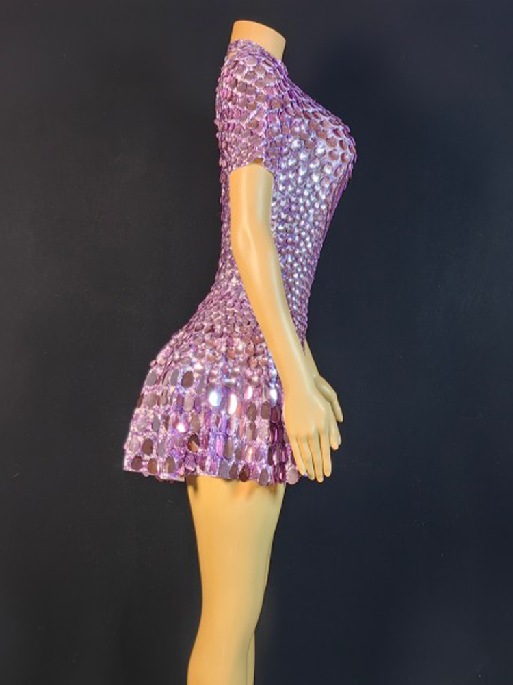 Urocza sukienka Mini z cekinam – Rhinestone Banding Trim recenzja i cena
