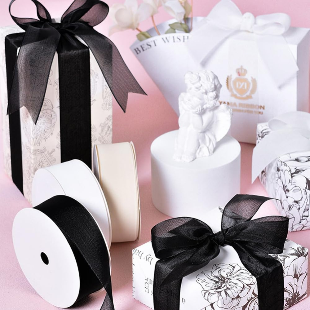 1-calowa czarna wstążka z orga – Organza Ribbon Spool recenzja i cena