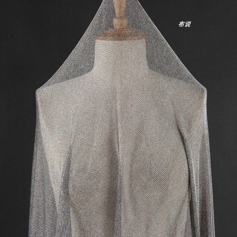 Jasnoszara metaliczna tkanina  – Crystal Mesh Fabric recenzja i cena