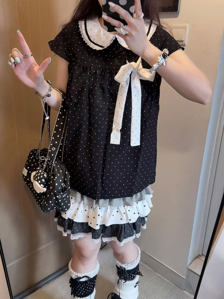 Zestaw dwuczęściowy Y2K Kawaii – Lace Ribbon Trim recenzja i cena