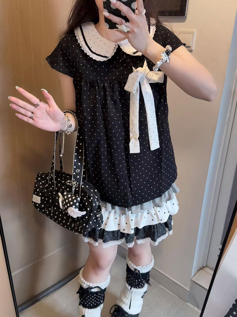 Zestaw dwuczęściowy Y2K Kawaii – Lace Ribbon Trim recenzja i cena